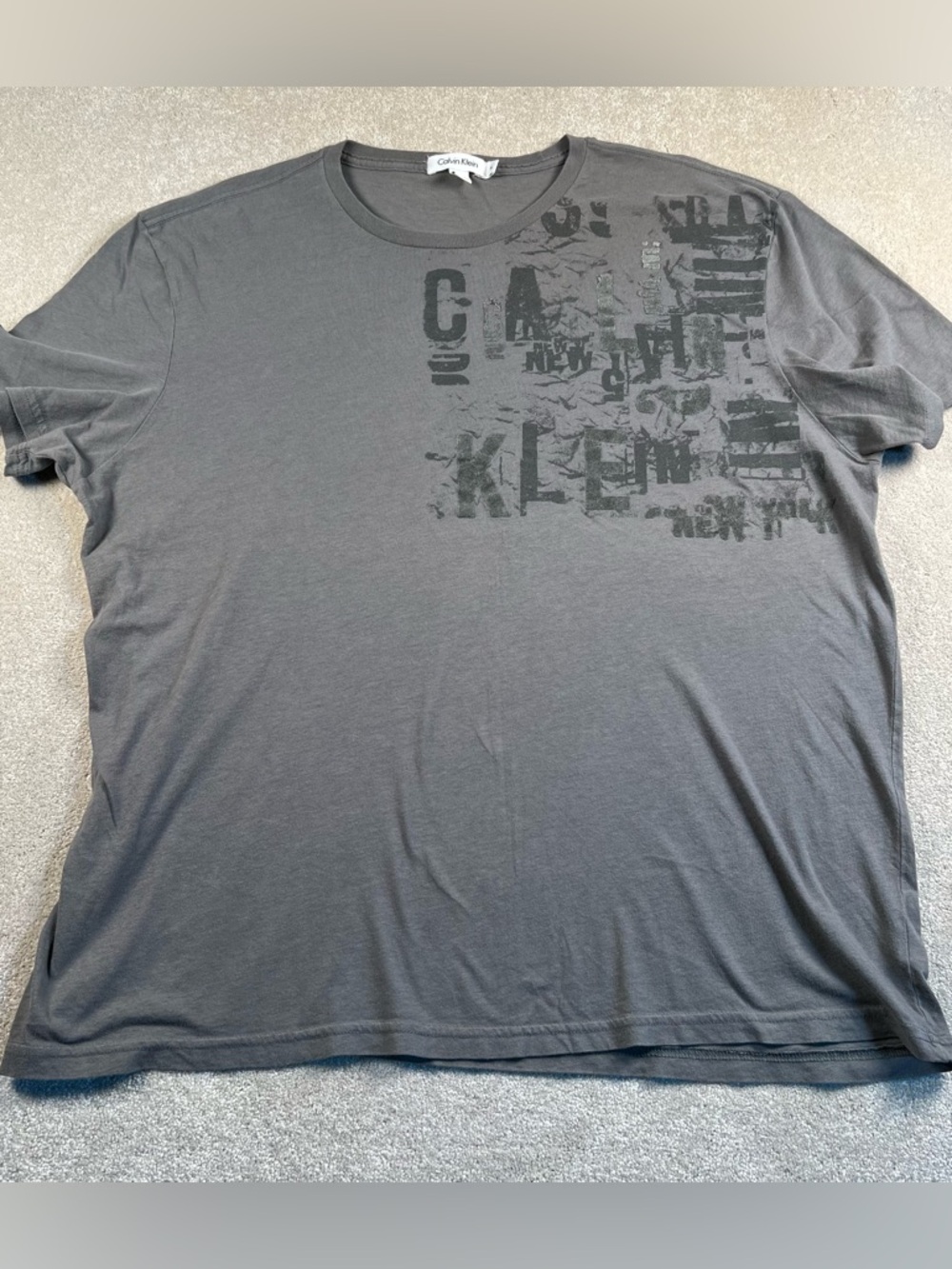 Calvin Klein T-Shirt Gray Logo 100% Cotton Women's‎ XL